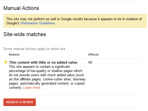 Site-wide matches in the Google Search Console