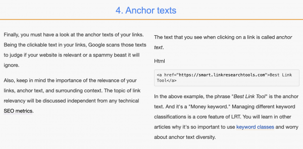 Anchor Text by LinkResearchTools