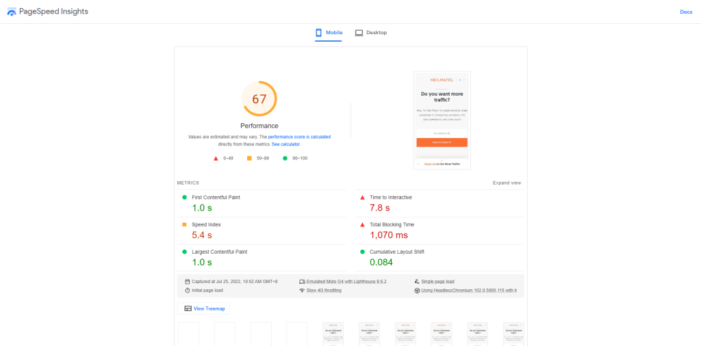 pagespeed insights neilpatel